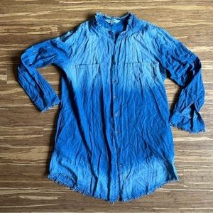 BUTTON Down Denim Dress 💙 Frayed Hem